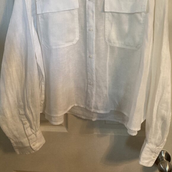 GAP Cropped White Linen Shirt - NWT - Picture 3 of 8